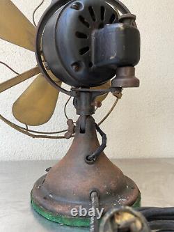 Antique General Electric Ge 13 Ventilateur D'oscillation De La Lame En Laiton Np16652 Aou Ad1