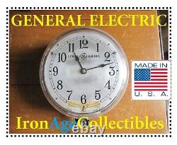 Antique General Electric Ge Type C-14 Verre Lourd Horloge Murale Industrielle USA Made