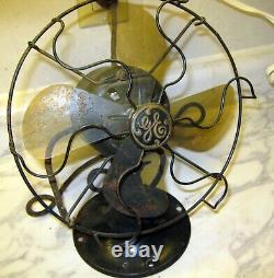 Antique Green General Electric Ge Vintage Old Fan 9 Petit Bureau Fonctionne
