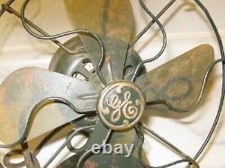 Antique Green General Electric Ge Vintage Old Fan 9 Petit Bureau Fonctionne