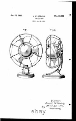 Antique ventilateur silencieux General Electric GE 10 Art Déco de 1933, design moderniste, fonctionne