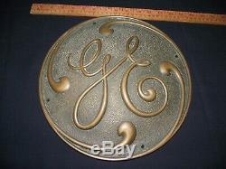 Brass General Electric Ge Vintage 1920 Emblem Plaque Nameplate 12 Diamètre