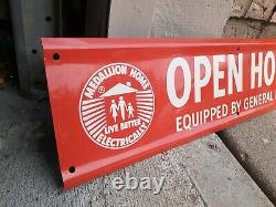 C. Années 1960 Original Vintage General Electric Sign Metal Stout Sign Co Open House