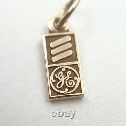 Charm Bar Vintage avec Logo GE General Electric en Or Jaune 14k (LO1005140)