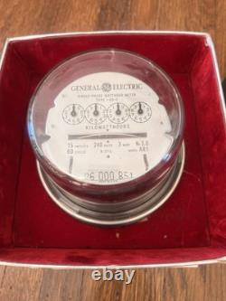 Compteur d'électricité Watthour General Electric Vtg NOS I-50-S 1948 années 1940 dans sa boîte