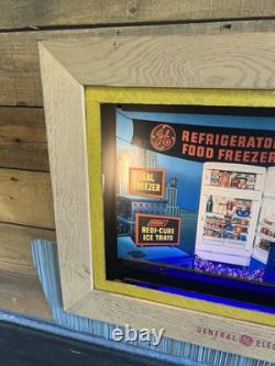 Écran publicitaire vintage General Electric pour réfrigérateurs GE
