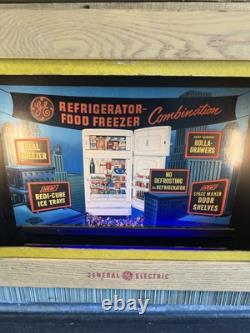 Écran publicitaire vintage General Electric pour réfrigérateurs GE