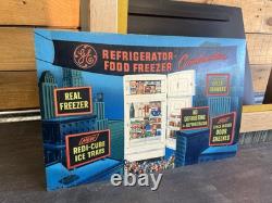 Écran publicitaire vintage General Electric pour réfrigérateurs GE