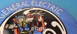 Enseigne vintage General Electric Thor Marvel Gas Auto Shop Pompe Enseigne en porcelaine