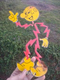 Enseigne vintage en porcelaine Reddy Kilowatt de la compagnie d’électricité General Electric