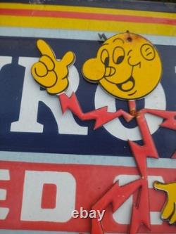 Enseigne vintage en porcelaine Reddy Kilowatt de la compagnie d’électricité General Electric