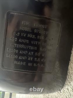 FUSIBLE DE COUPE GÉNÉRAL ÉLECTRIQUE VINTAGE MODÈLE 9F1607 400 AMPERES AVEC LAME RARE