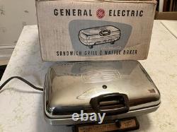 Gaufrier-gril vintage General Electric G44T avec plaques réversibles et boîte