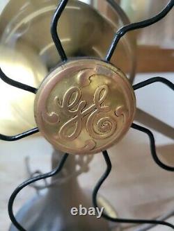 Ge General Electric Antique Lame En Laiton Eventail Oscillant À 3 Vitesses 16 1920's