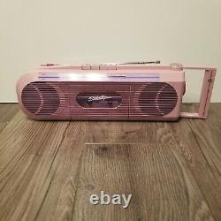 General Electric Sidestep Pink Boombox Batterie Stéréo Cassette 80's Vintage