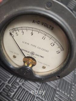 Guage Vintage Volt Meter 15 Volts General Electric Type A0 22 Us Navy Vbh11m
