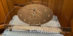 HORLOGE EN VERRE ROSE ART DECO GENERAL ELECTRIC DESIGN RAINBAULT 17x7.25 Vtg 6h02