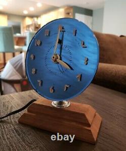 Horloge Art Déco Bleu Rond Ge Vintage Modernisme Intérieur Décor Table De Bureau # Font