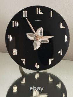 Horloge Mirage General Electric Art Déco VTG Noir Argent Verre Miroité 5F52