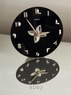Horloge Mirage General Electric Art Déco VTG Noir Argent Verre Miroité 5F52