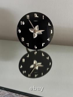 Horloge Mirage General Electric Art Déco VTG Noir Argent Verre Miroité 5F52
