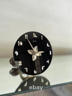 Horloge Mirage General Electric Art Déco VTG Noir Argent Verre Miroité 5F52