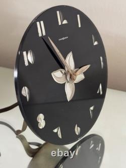 Horloge Mirage General Electric Art Déco VTG Noir Argent Verre Miroité 5F52