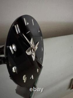 Horloge Mirage General Electric Art Déco VTG Noir Argent Verre Miroité 5F52