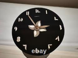 Horloge Mirage General Electric Art Déco VTG Noir Argent Verre Miroité 5F52