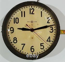 Horloge Murale De L'école Électrique Générale Ge Vintage 14.5 Médecine Industrielle 1h 1412