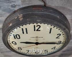 Horloge Murale De L'école Électrique Générale Ge Vintage 14.5 Médecine Industrielle 1h 1412