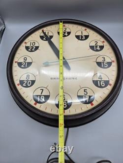 Horloge Murale Industrielle Vintage GE General Electric Heure Militaire, 12/24 HR. RARE