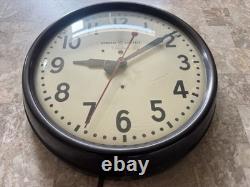 Horloge d’école vintage General Electric Telechron 14,5 modèle 1HA1612 USA en bakélite