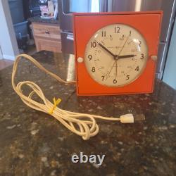 Horloge de chef General Electric ORANGE vintage 1946-1948 avec minuterie, modèle 2H18, testée