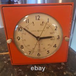 Horloge de chef General Electric ORANGE vintage 1946-1948 avec minuterie, modèle 2H18, testée