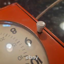 Horloge de chef General Electric ORANGE vintage 1946-1948 avec minuterie, modèle 2H18, testée