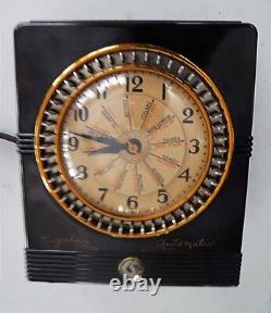 Horloge de minuterie domestique internationale General Electric 8B52 en bakélite rare, fonctionnelle