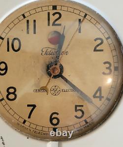 Horloge de réfrigérateur VTG GE Telechron Ashland Massachusetts avec cordon en métal coulé USA