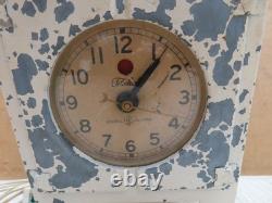Horloge de réfrigérateur ancienne vintage General Electric Telechron Monitor Top en métal moulé