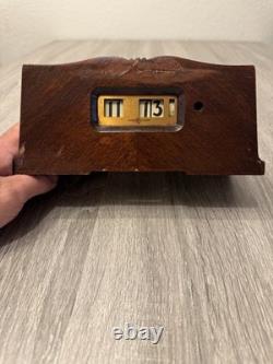 Horloge électrique vintage General Electric à bascule, boîtier en bois Art déco, en état de marche