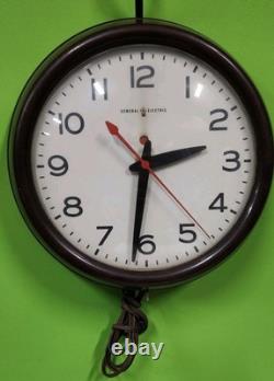 Horloge murale Vintage GE General Electric Telechron École Fonctionne Bakélite 10,5