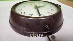 Horloge murale Vintage GE General Electric Telechron École Fonctionne Bakélite 10,5