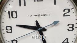 Horloge murale Vintage GE General Electric Telechron École Fonctionne CHAMPAGNE Exct