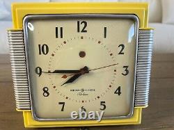 Horloge murale Vintage GE Telechron jaune des années 1940 modèle 2HA43 - FONCTIONNE PRINCIPALEMENT