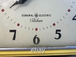 Horloge murale Vintage GE Telechron jaune des années 1940 modèle 2HA43 - FONCTIONNE PRINCIPALEMENT