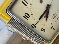 Horloge murale Vintage GE Telechron jaune des années 1940 modèle 2HA43 - FONCTIONNE PRINCIPALEMENT