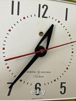 Horloge murale Vintage General Electric Telechron modèle #2H105Jaune, FONCTIONNE