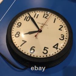 Horloge murale d'école General Electric de 14,5 pouces vintage en verre, fonctionnelle