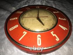 Horloge murale de cuisine GENERAL ELECTRIC 2H26 vintage des années 1960, rouge/blanc, diamètre 7¼, fonctionne