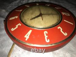 Horloge murale de cuisine GENERAL ELECTRIC 2H26 vintage des années 1960, rouge/blanc, diamètre 7¼, fonctionne